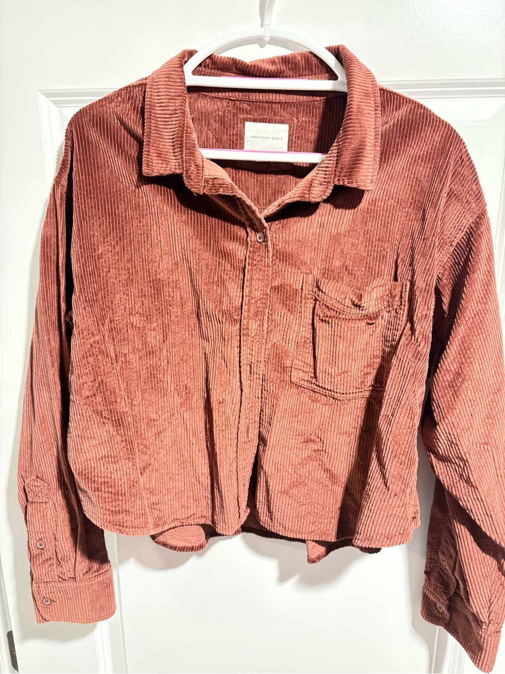 American Eagle Corduroy Shirt Jacket — Rust